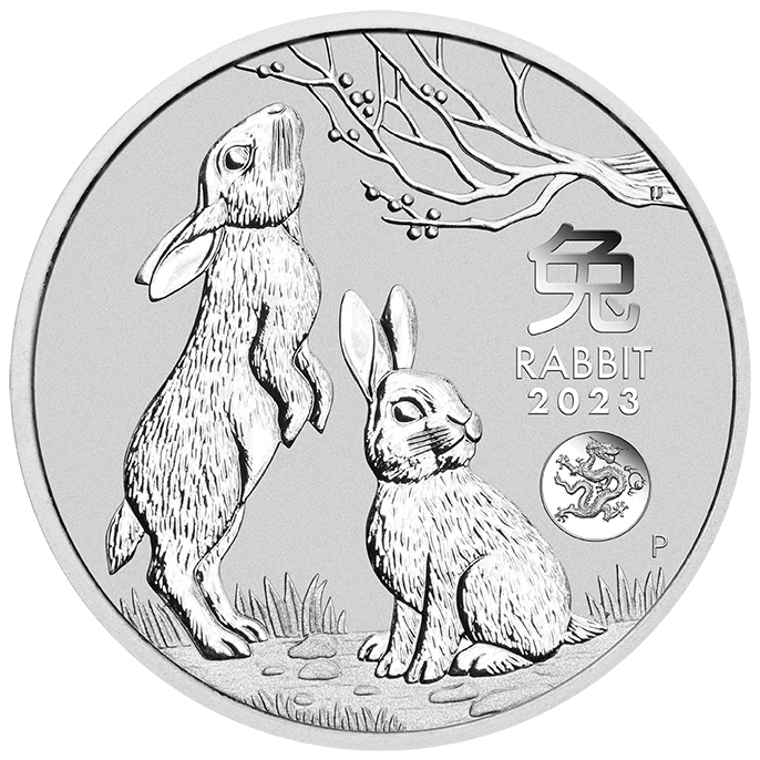 2023 year of the rabbit with dragon privy 1oz. 9999 silver bullion coin