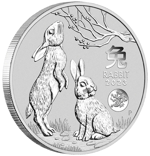 2023 year of the rabbit with dragon privy 1oz. 9999 silver bullion coin