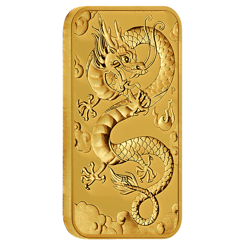 2019 dragon 1oz. 9999 gold bullion rectangular coin