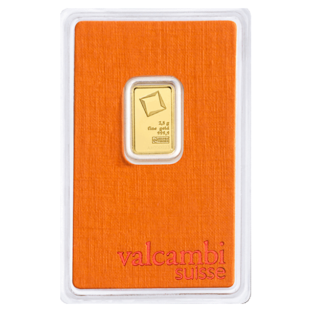 Valcambi 2.5g .9999 Gold Minted Bullion Bar