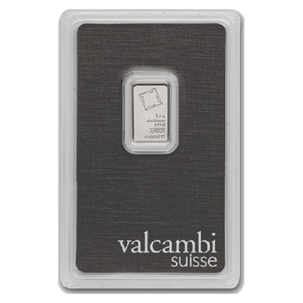 Valcambi 2.5g .9995 Platinum Minted Bullion Bar