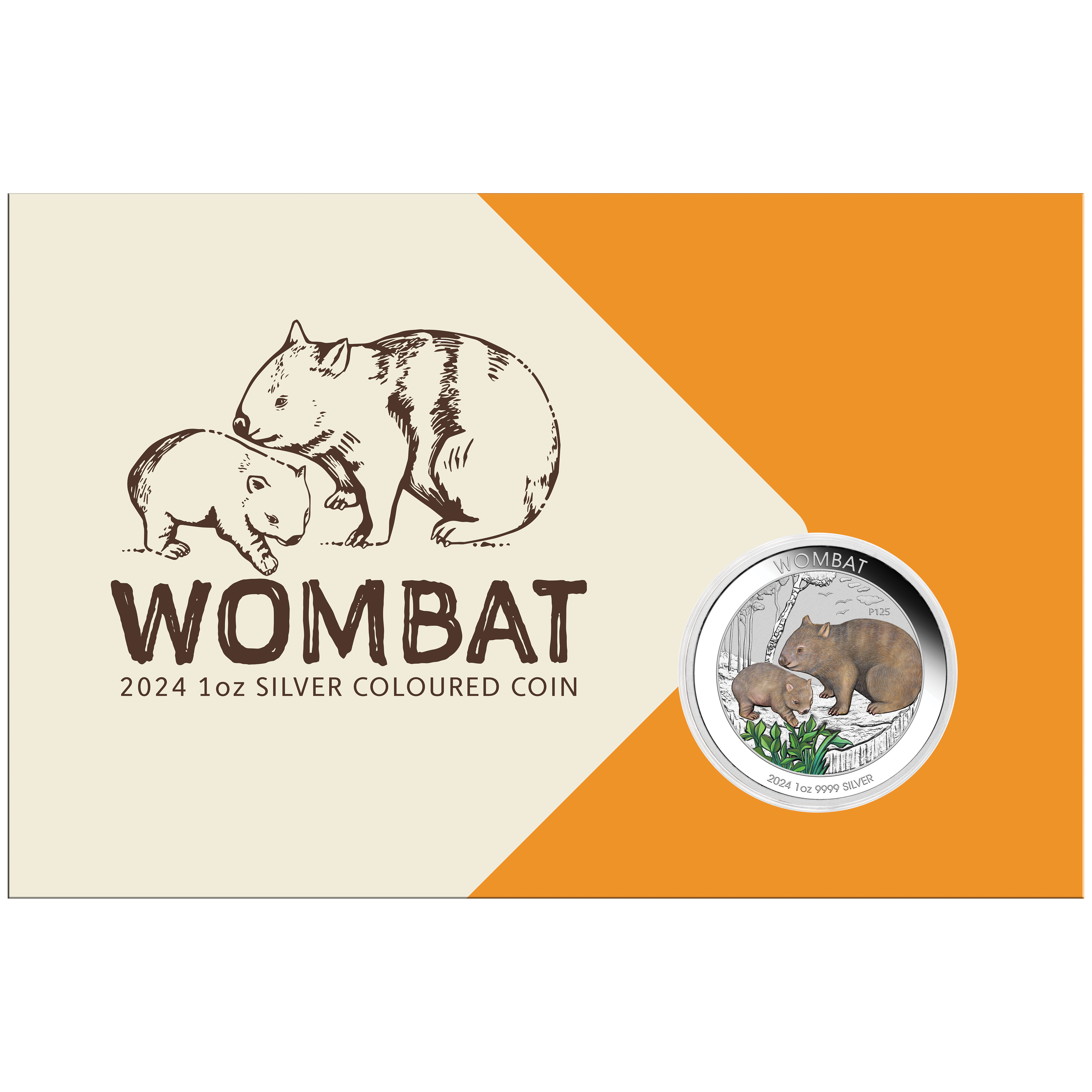 2024 Wombat 1oz .9999 Coloured Silver Coin in Card