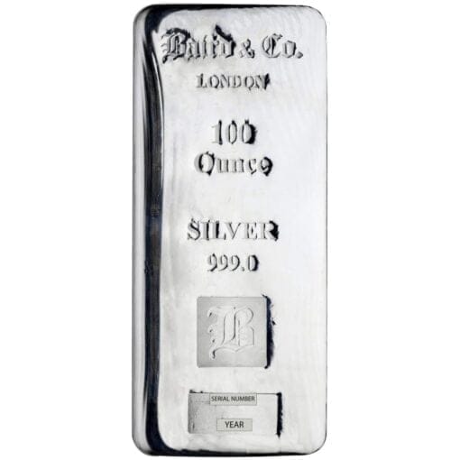baird & co 100oz .999 silver cast bullion bar