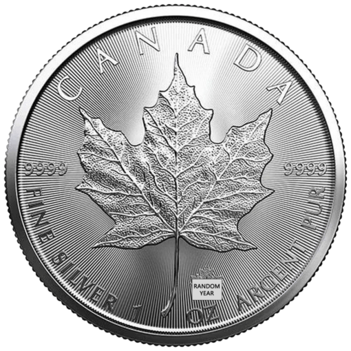 maple leaf 1oz .9999 silver bullion coin – random year