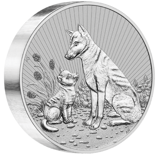 2022 mother & baby dingo 10oz .9999 silver bullion piedfort coin