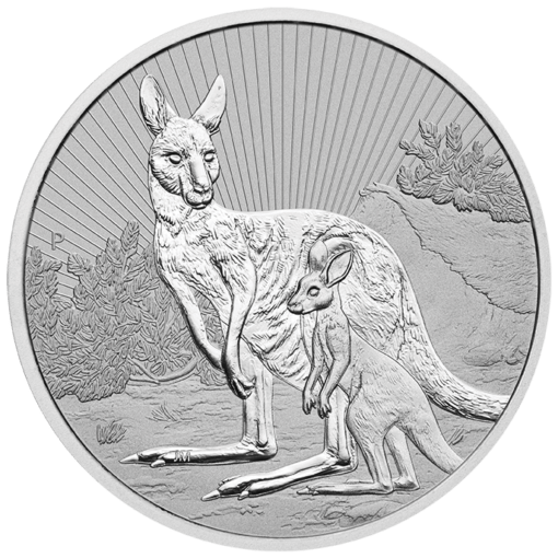 2023 mother & baby kangaroo 2oz .9999 silver bullion piedfort coin
