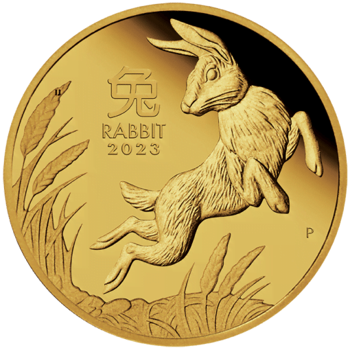 2023 year of the rabbit 1/10oz .9999 gold proof coin – lunar series iii