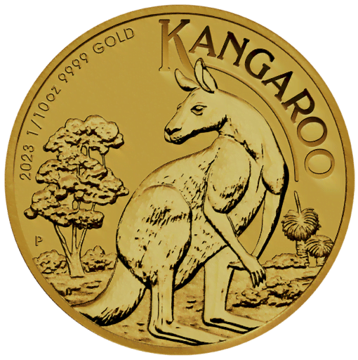2023 australian kangaroo 1/10oz .9999 gold bullion coin