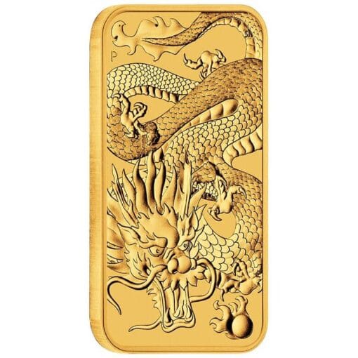 2022 dragon 1oz .9999 gold bullion rectangular coin