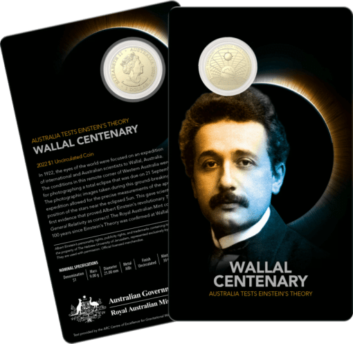 2022 $1 wallal centenary - australia tests einstein's theory uncirculated coin in card - albr