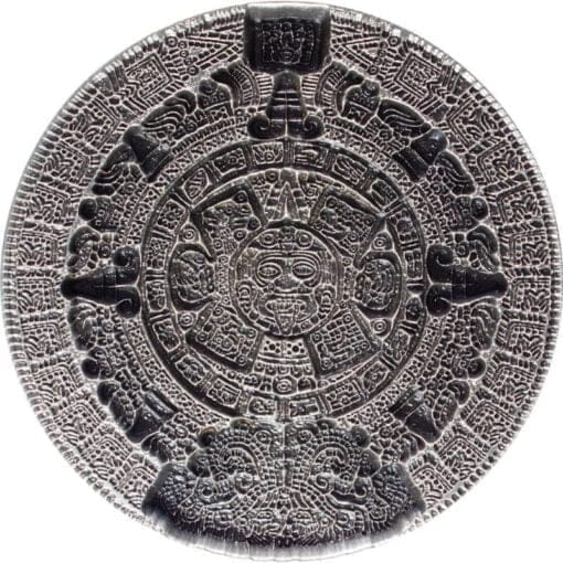 2022 aztec sun stone 2oz .999 silver antiqued stacker