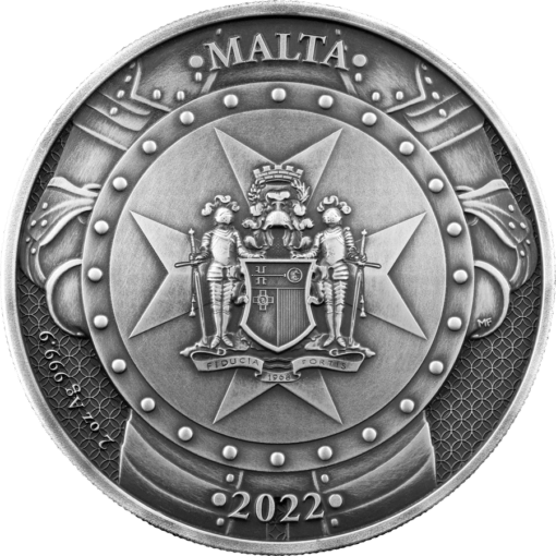 2022 malta knights of the past 2oz .9999 antiqued silver high relief coin