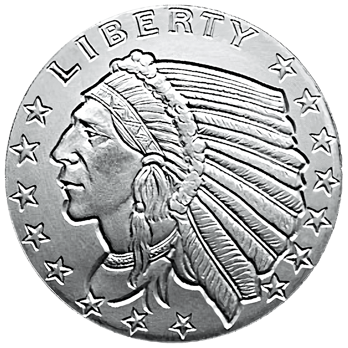 Incuse Indian Head 1/10oz Silver Round