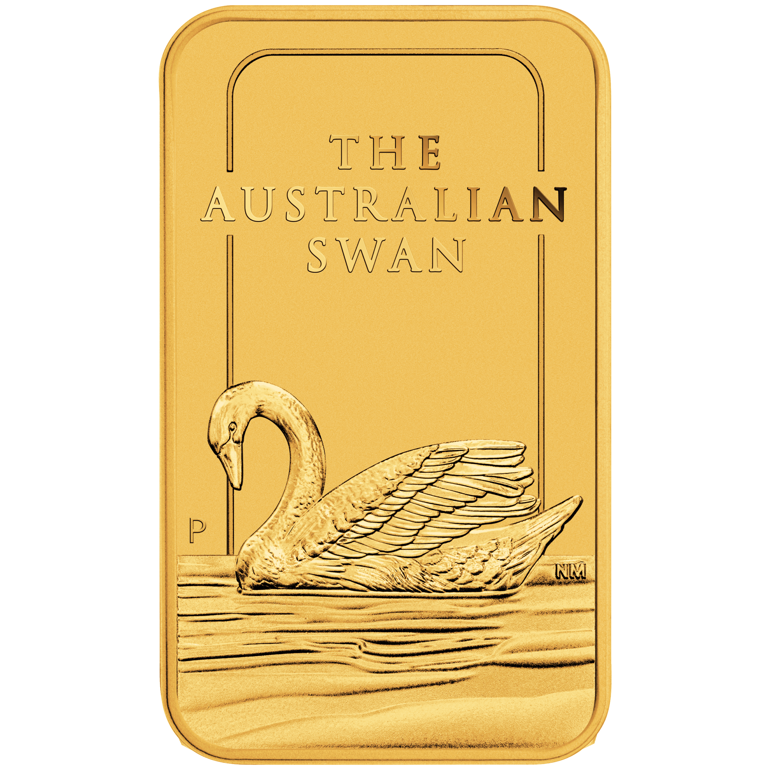 Gold bar with engraved Australian swan design