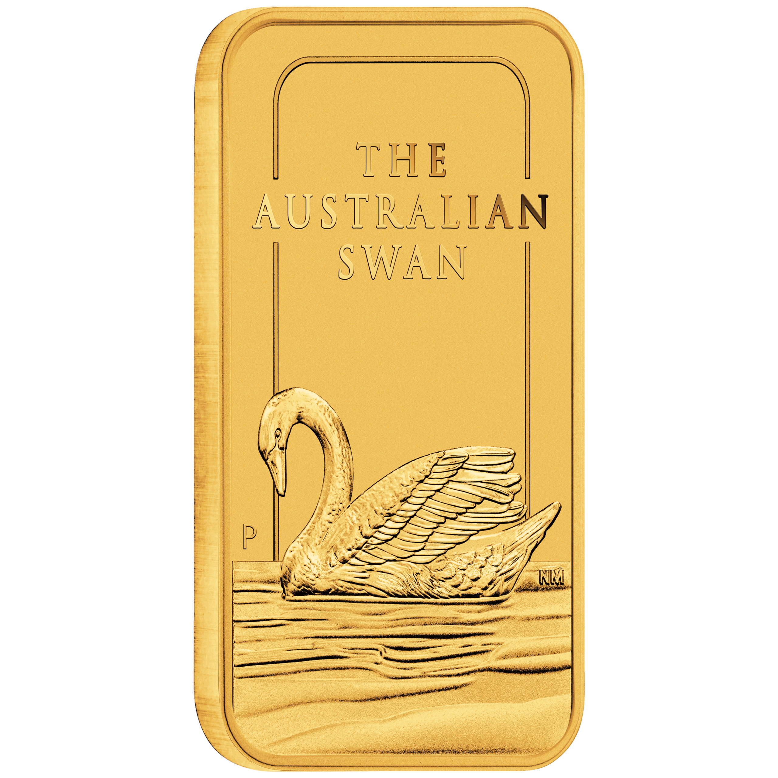 Gold bullion bar with Australian swan engraving