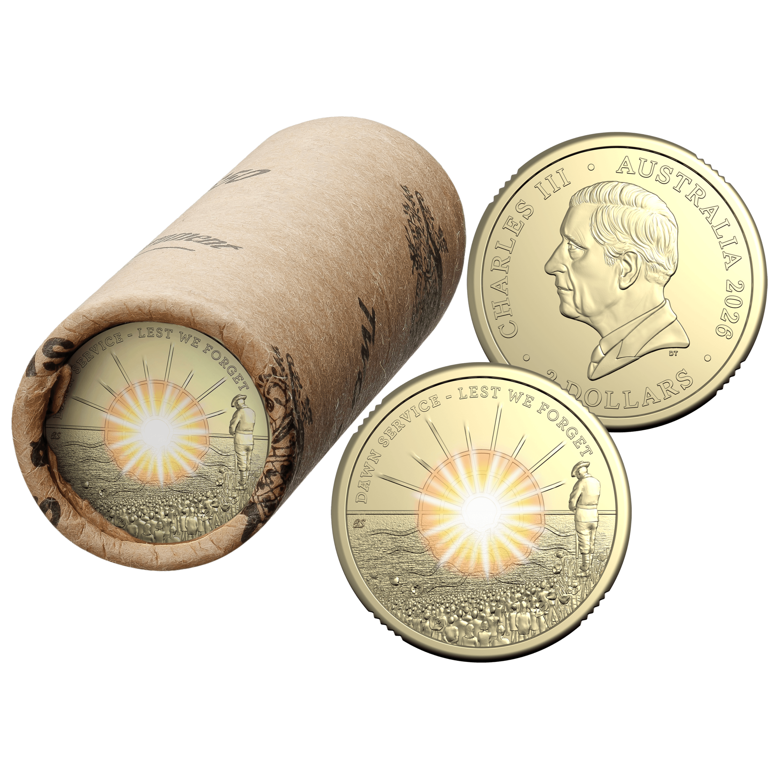 2026 $2 Dawn Service Coloured Coin Mint Roll