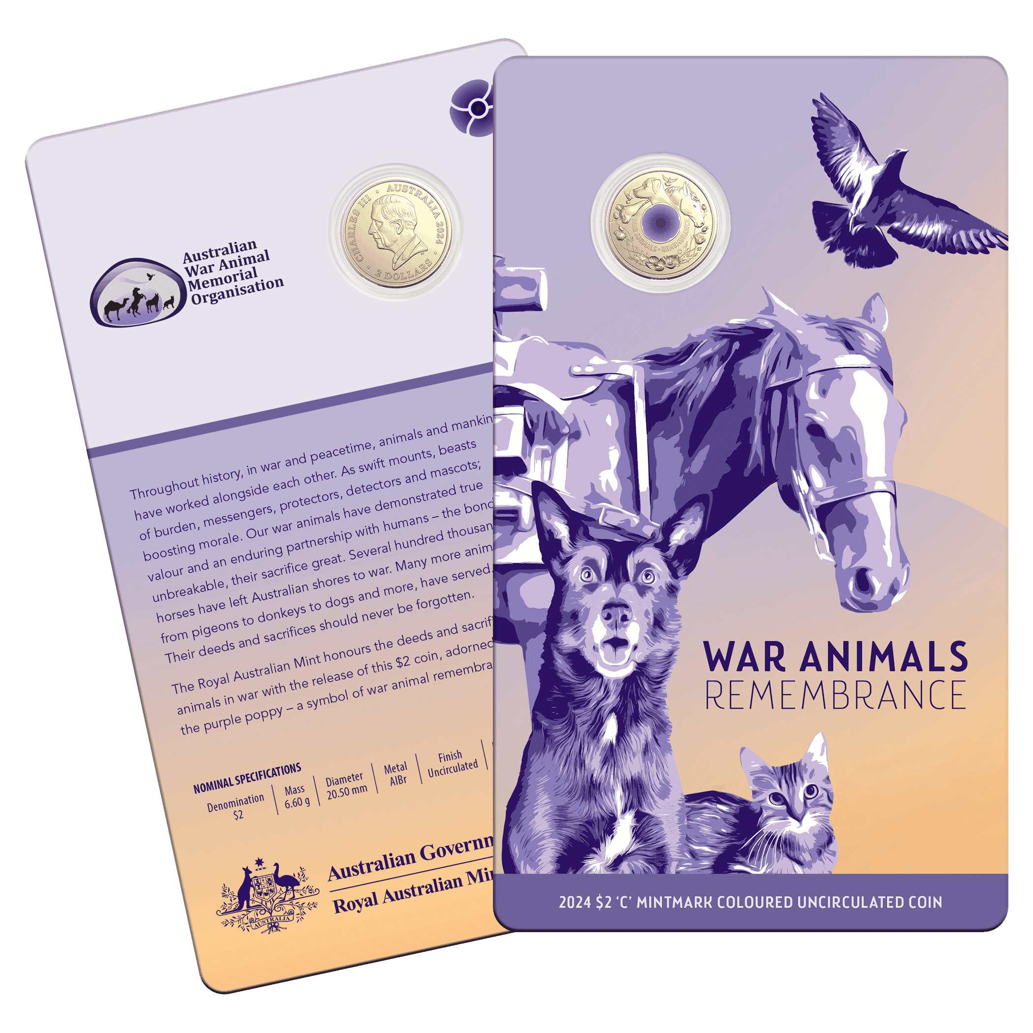 11413-2024-purple-poppy-war-animals-coloured-coin-2024-purple-poppy-war-animals-coloured-coin