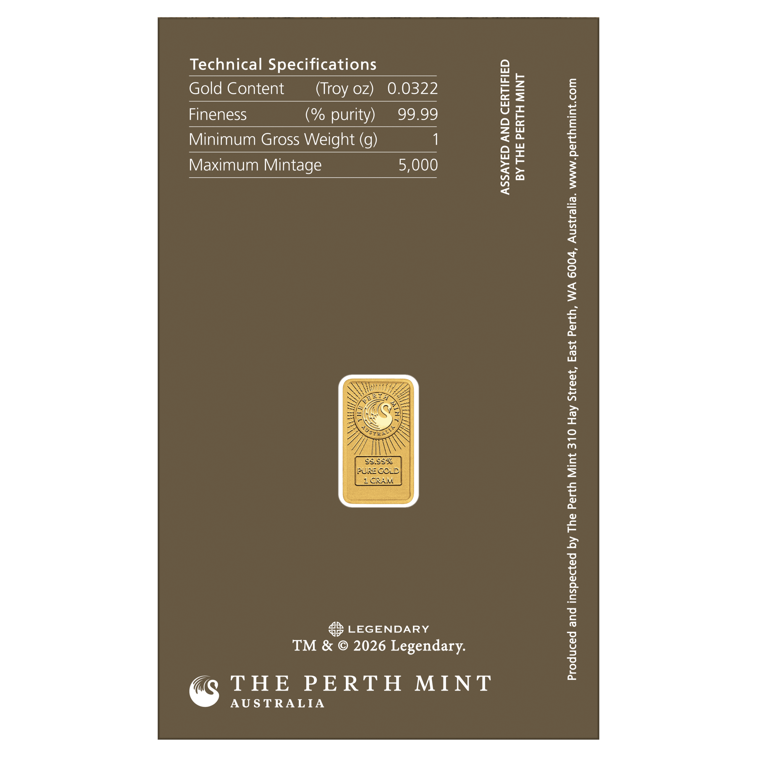 2026 Dune 1g Gold Minted Bar - Image 2