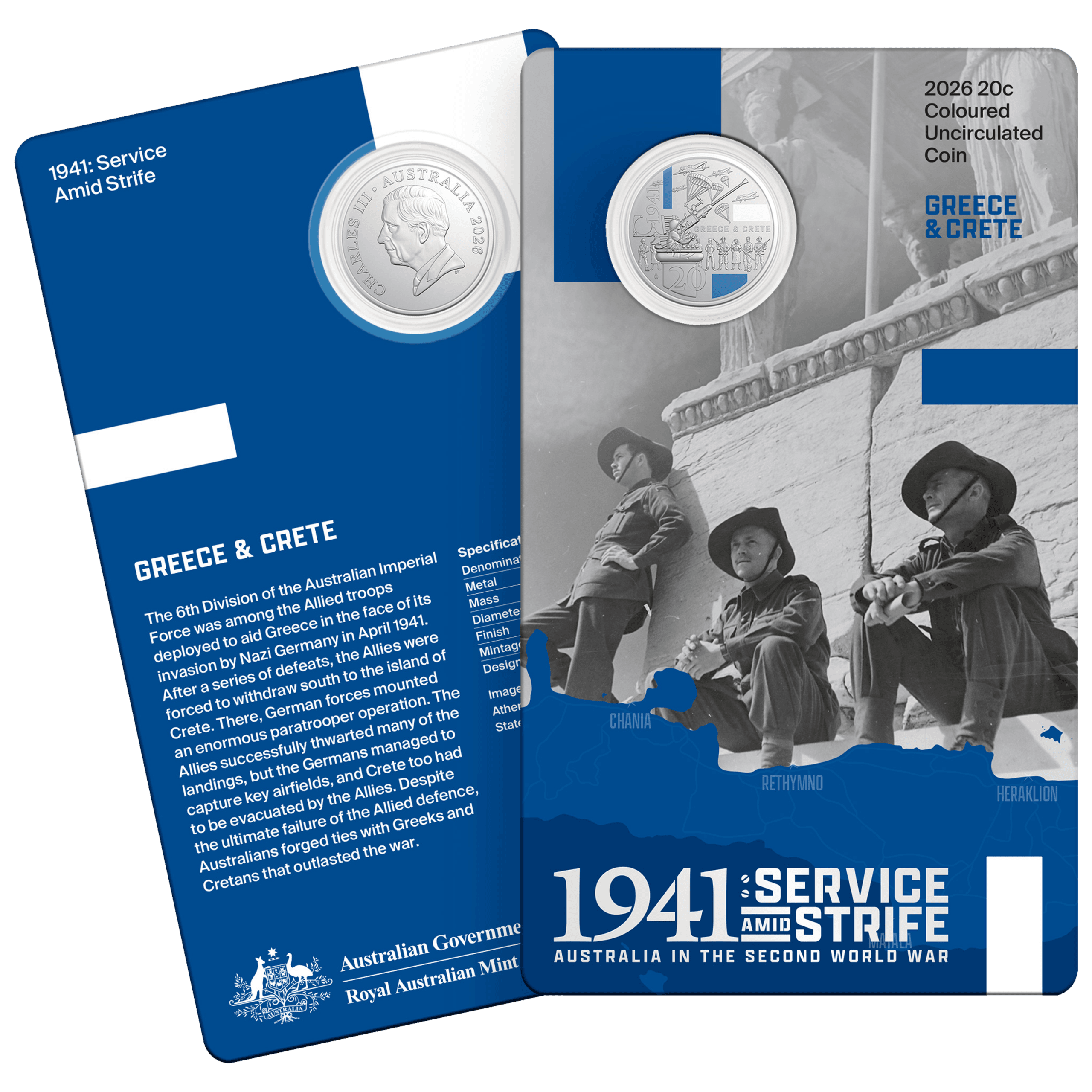 2026 Greece and Crete commemorative 20c coin packaging