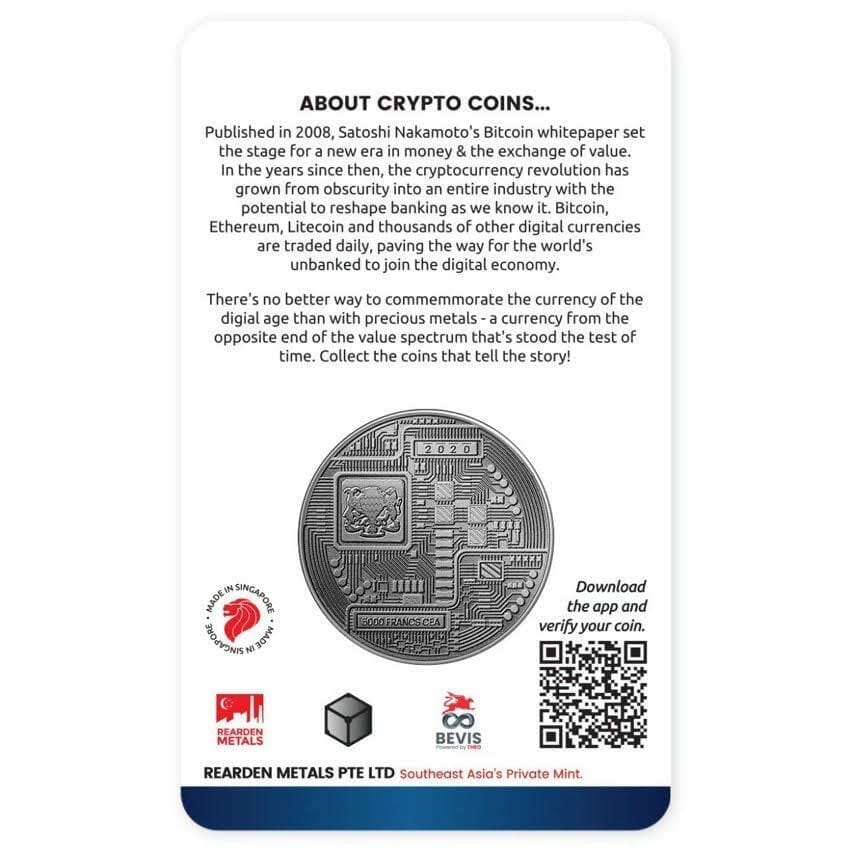 2020 1 oz Chad - Ethereum 銀貨 2020 Chad 5,000 Francs 1-oz Silver Ethereum Crypto Currency