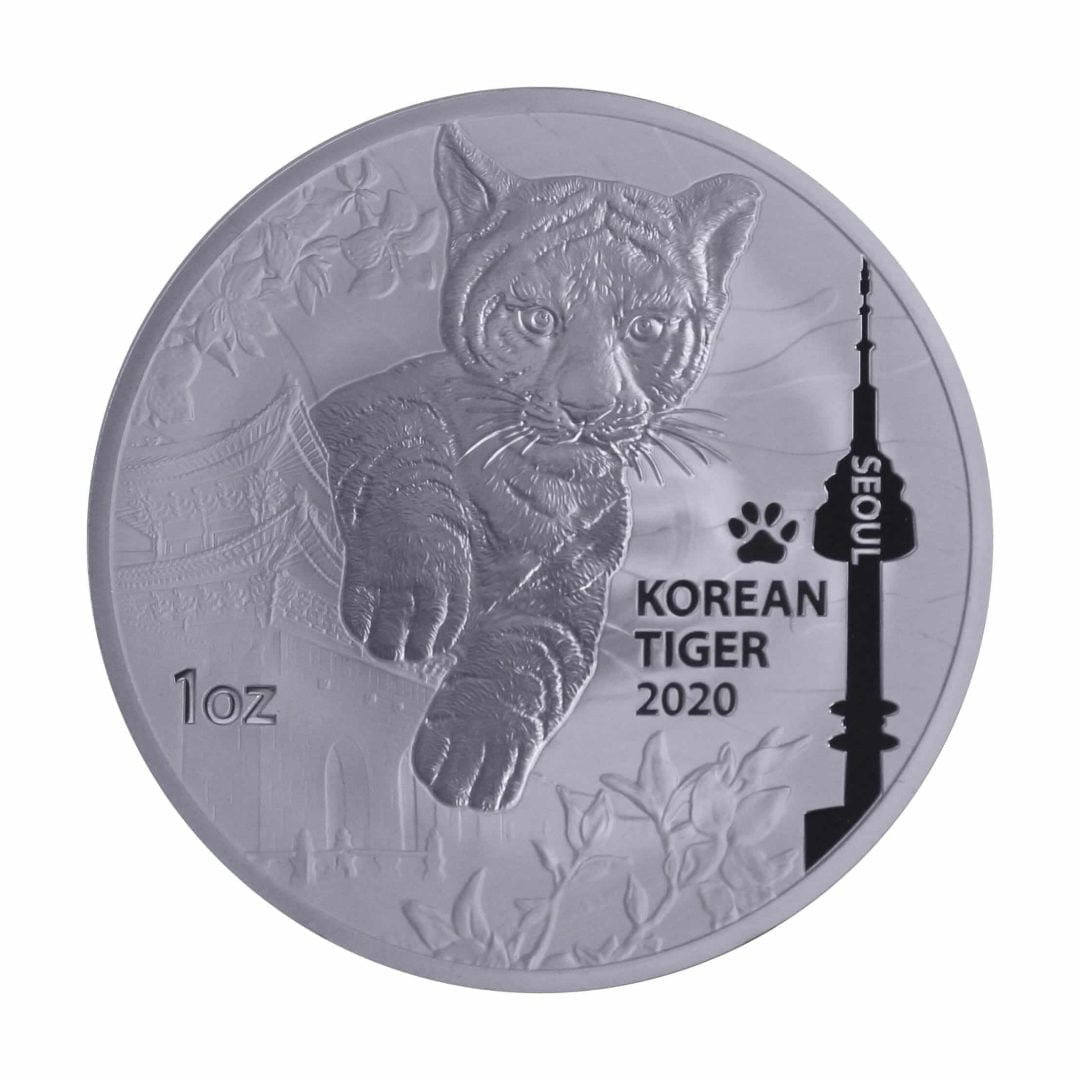 2020 South Korean Tiger 1oz .999 Silver Bullion Round