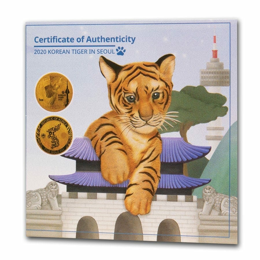 2020 South Korean Tiger 1oz .999 Gold Round