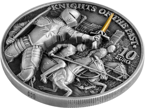 2021 malta knights of the past 2oz. 9999 antiqued silver high relief coin - 10 euro - image 6