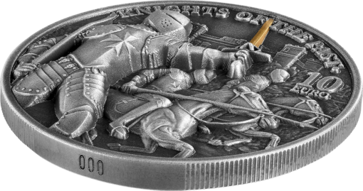 2021 malta knights of the past 2oz. 9999 antiqued silver high relief coin - 10 euro - image 5