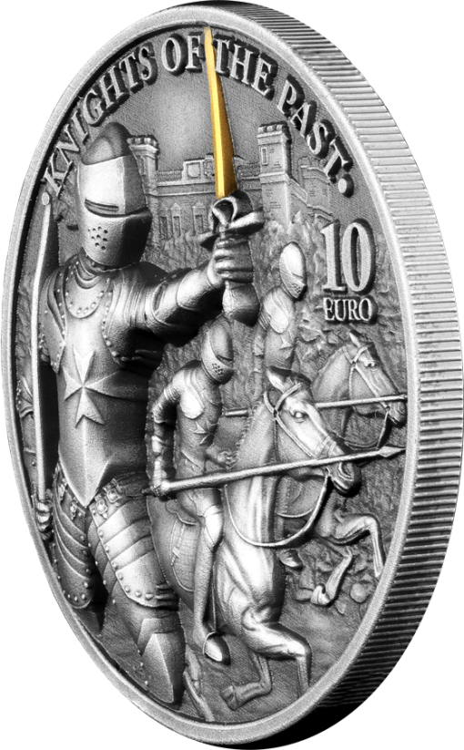 2021 malta knights of the past 2oz. 9999 antiqued silver high relief coin - 10 euro - image 2