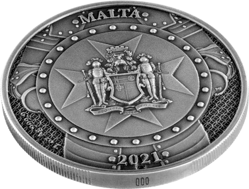 2021 malta knights of the past 2oz. 9999 antiqued silver high relief coin - 10 euro - image 4