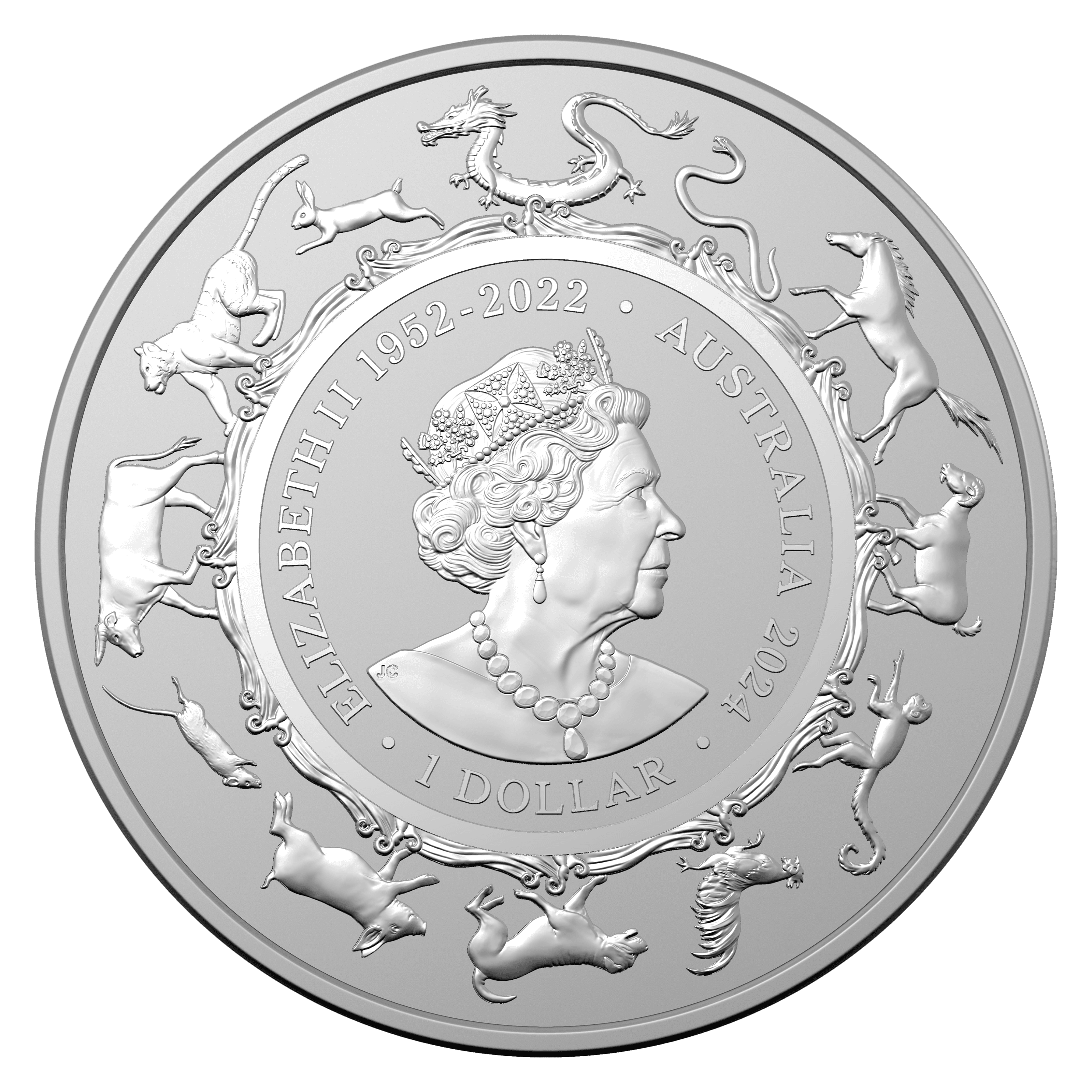 2024 $1 Year of the Dragon 1oz Silver Coin