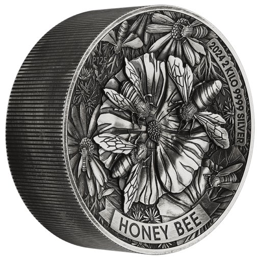 24r55aaa 2024-honey-bee-2-kilo-silver-antiqued-high-relief-coin