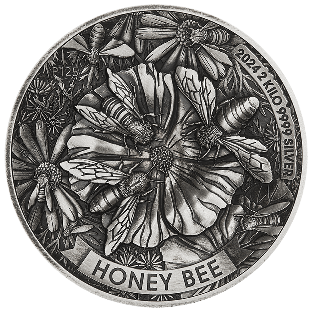 honey bee 値下げしました！¥12000→¥7900 2024 Honey Bee 2 Kilo Silver Antiqued High Relief Coin