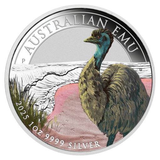 2025 australian emu 1oz coloured silver coin