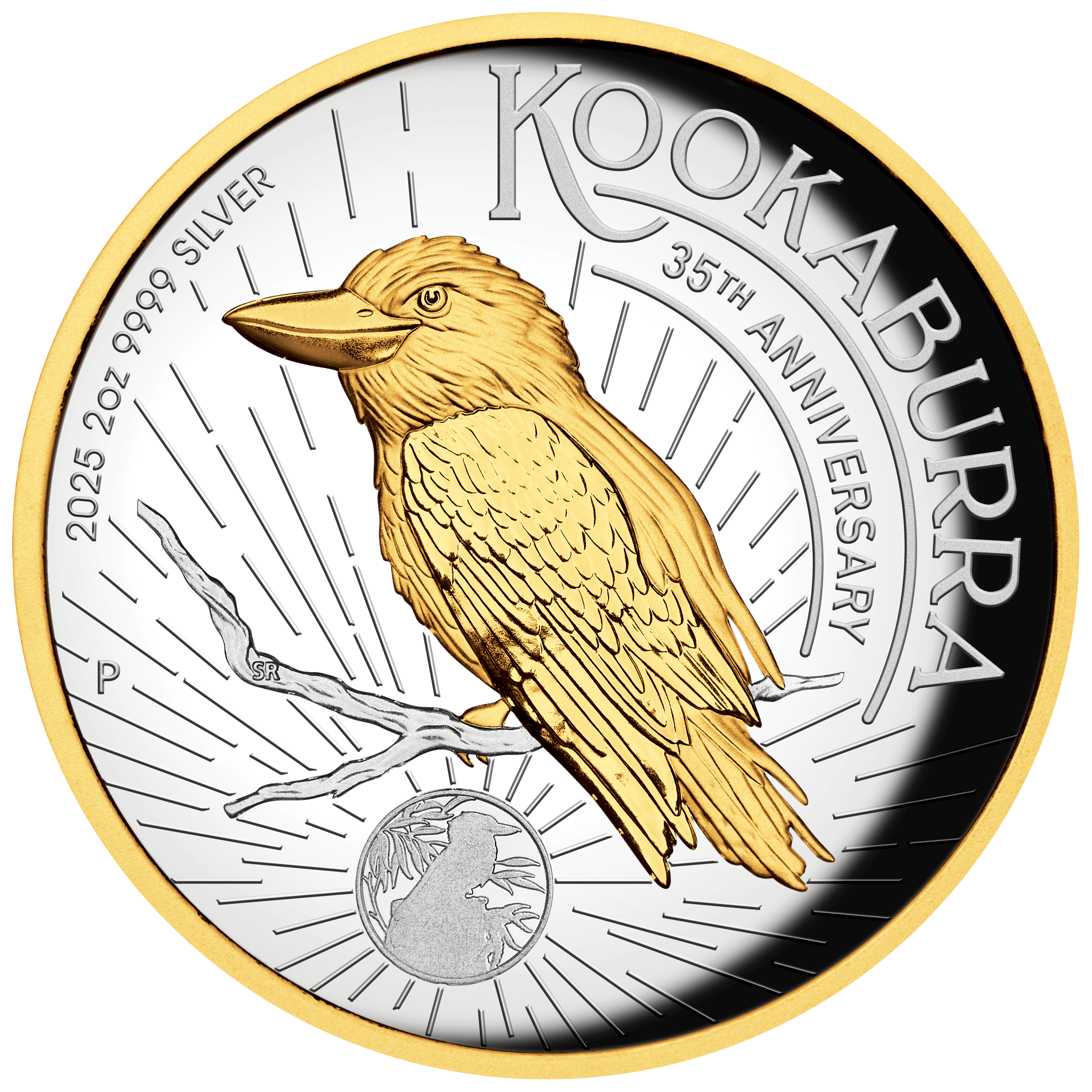 2025 Australian Kookaburra 2oz Silver Proof Gilded Coin
