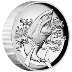 2015 Great White Shark 1oz Silver Proof High Relief Coin - The Perth Mint 999 & 9999