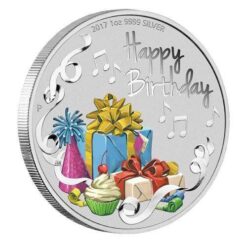 2017 Happy Birthday 1oz Silver Coloured Coin - The Perth Mint 999 & 9999