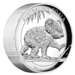 2016 Australian Koala 5oz Silver Proof High Relief Coin - The Perth Mint 999 & 9999