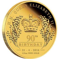 H.M.Queen Elizabeth II 90th Birthday 2016 1/4oz Gold Proof Coin - The Perth Mint 9999