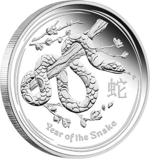 2013 year of the snake 1oz .999 silver coin in capsule - the perth mint bu