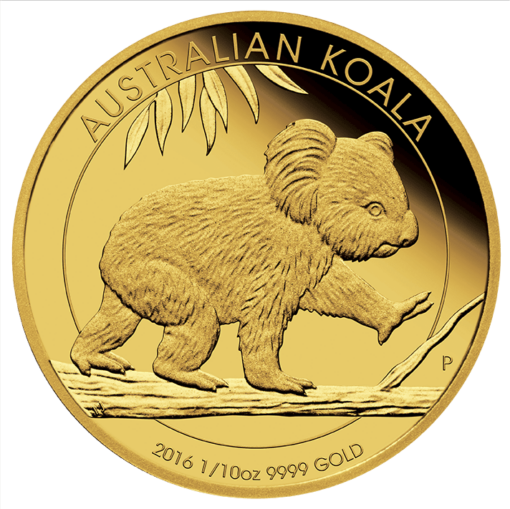 2016 gold proof koala coin series – 1/10oz coin - the perth mint 9999
