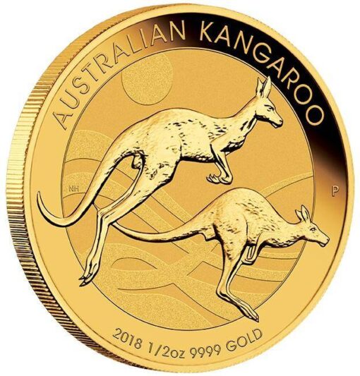 2018 australian kangaroo 1/2oz. 9999 gold bullion coin - the perth mint bu