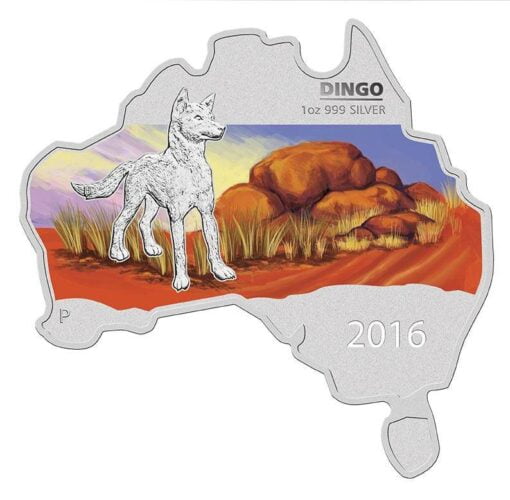 2016 Dingo - Australian Map Series - 1oz .999 Silver Coin - The Perth Mint