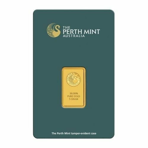 Perth Mint Kangaroo 5g .9999 Gold Minted Bullion Bar - Green Security Card 1