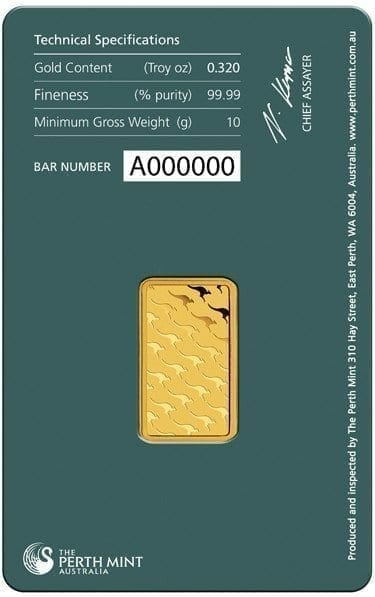 Perth Mint Kangaroo 10g .9999 Gold Minted Bullion Bar - Green Security Card 3