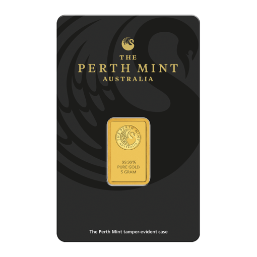 perth mint kangaroo 5g .9999 gold minted bullion bar