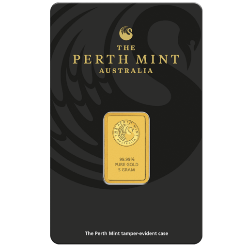 Perth Mint Kangaroo 5g .9999 Gold Minted Bullion Bar 1