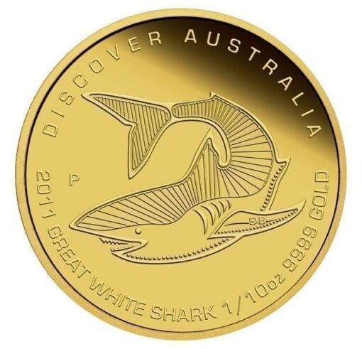 2011 Discover Australia Dreaming Series - Great White Shark 1/10oz .9999 Gold Proof Coin - The Perth Mint 2