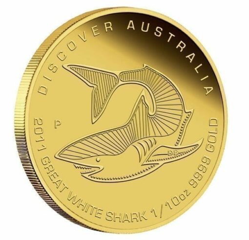 2011 Discover Australia Dreaming Series - Great White Shark 1/10oz .9999 Gold Proof Coin - The Perth Mint 1