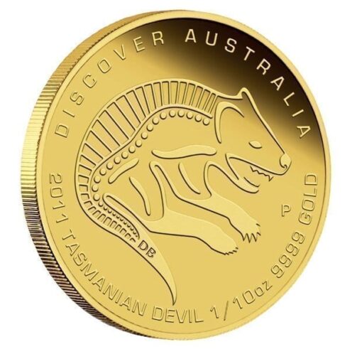 2011 Discover Australia Dreaming Series - Tasmanian Devil 1/10oz .9999 Gold Proof Coin - The Perth Mint 1